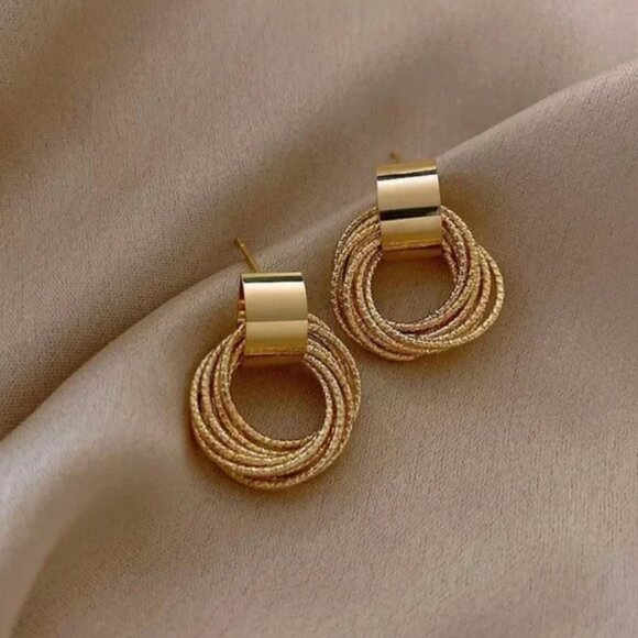 Anthropologie Jewelry - 14K Gold Filled Layered Loop Earrings